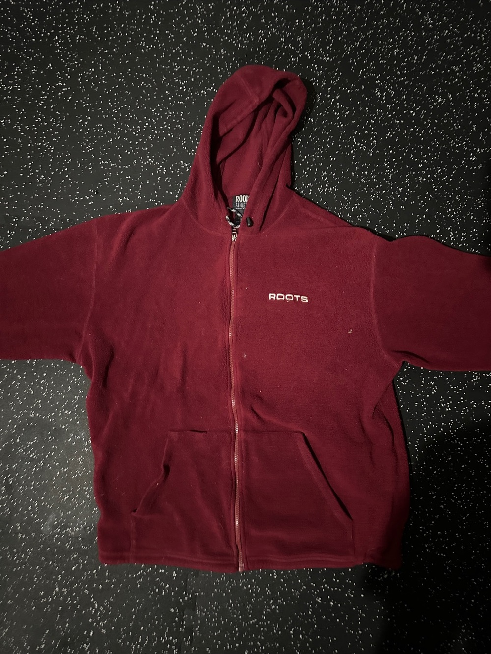 Vintage made in Canada Roots Maroon/red Full-Zip fleece Hoodie Jacket